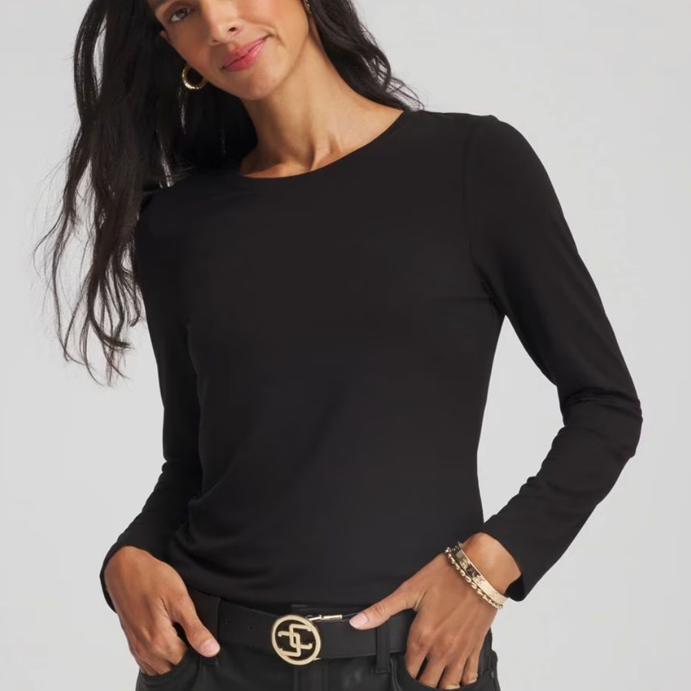 Chico's Elegant Black Long Sleeve Blouse